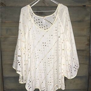 Free People Cream Eyelet Boho Tunic